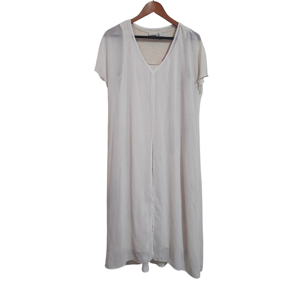 LOGO Lori Goldstein Sheer Layered Maxi Dress Womens M Cream 
Gauzy Lagenlook